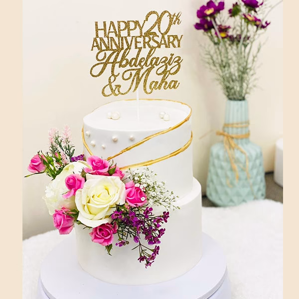 2-Tier Fondant Anniversary Cake