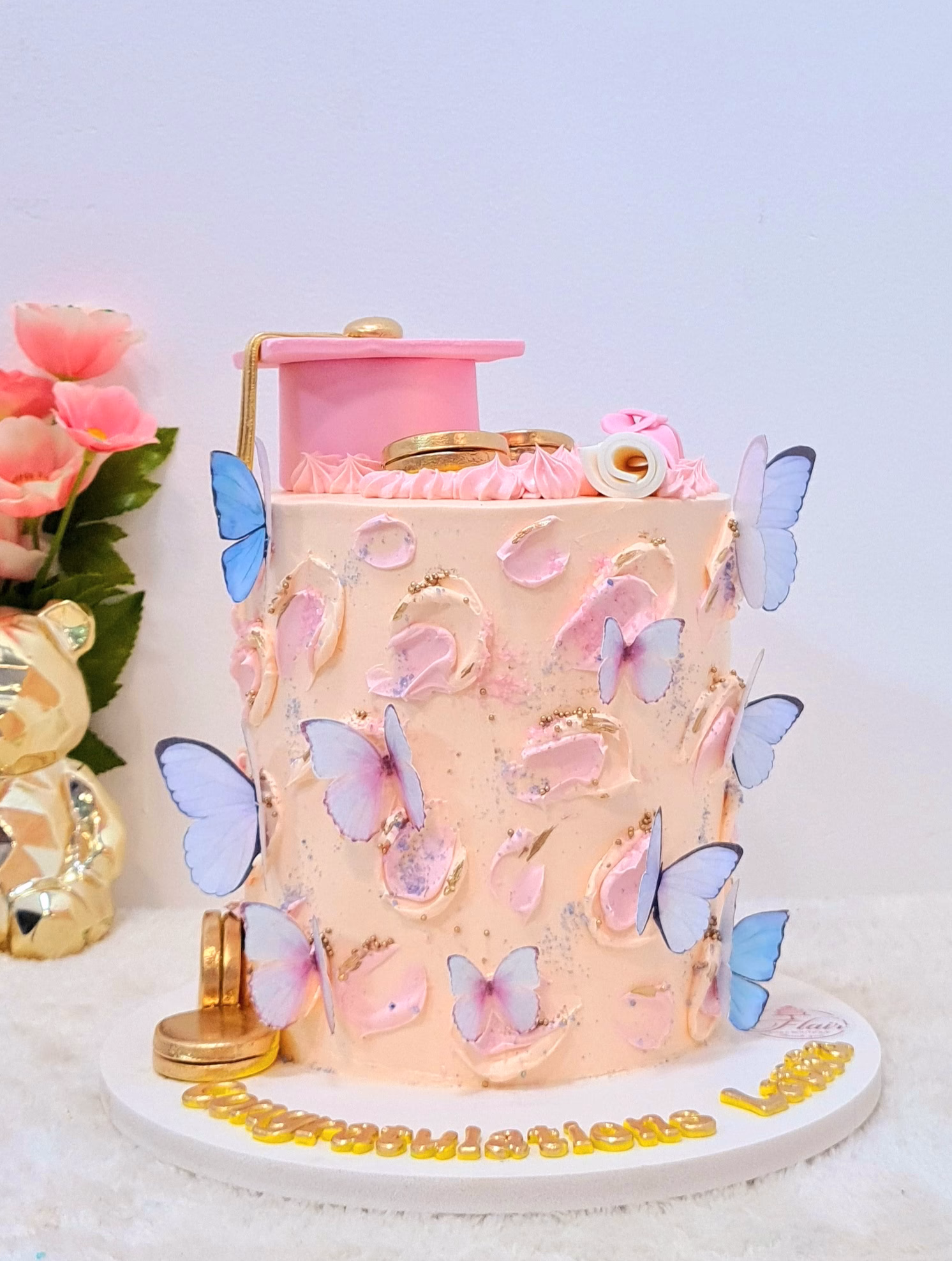 1-Tier Butterfly Graduation Cake