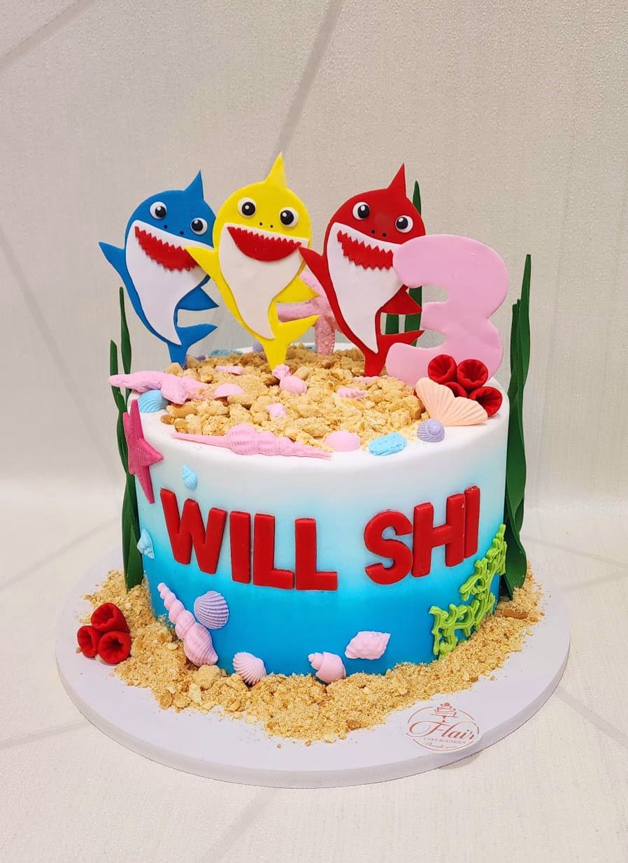 1-Tier Cute Baby Shark Cake 2