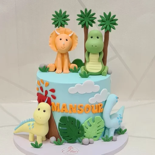 1-Tier Cute Dinosaur Cake 1