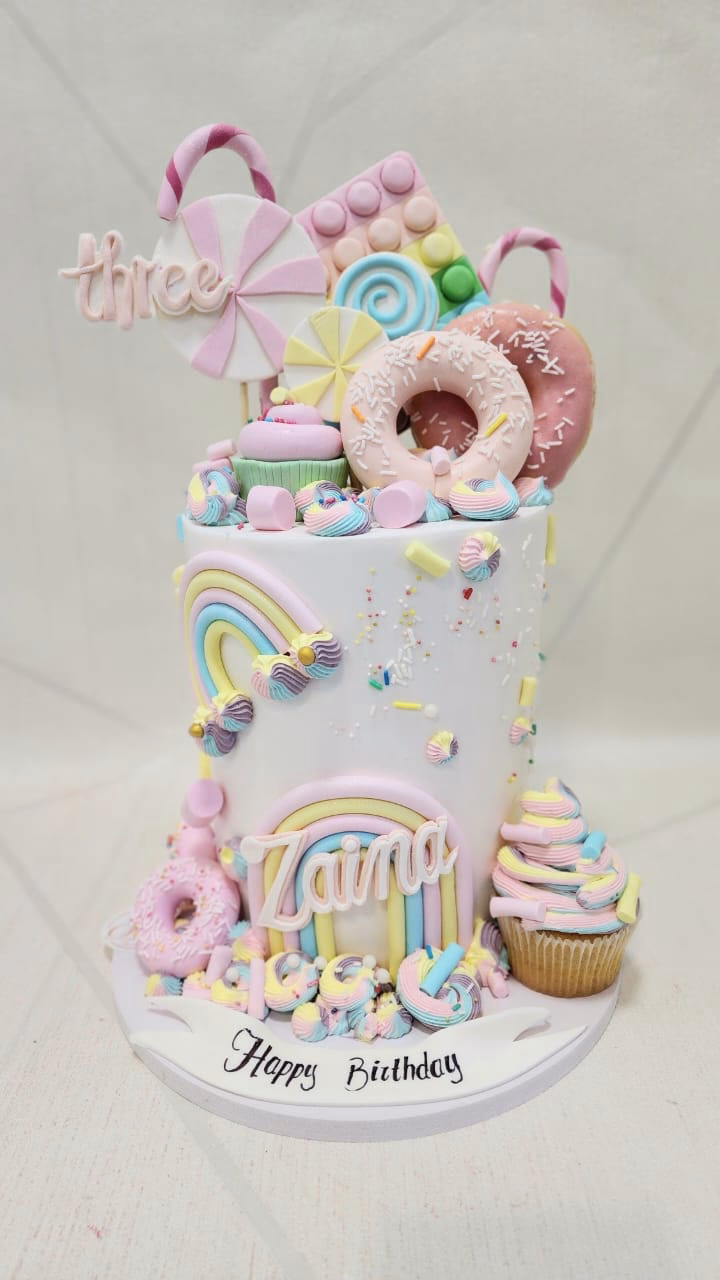 1-Tier Tall Cute Candy Land Cake