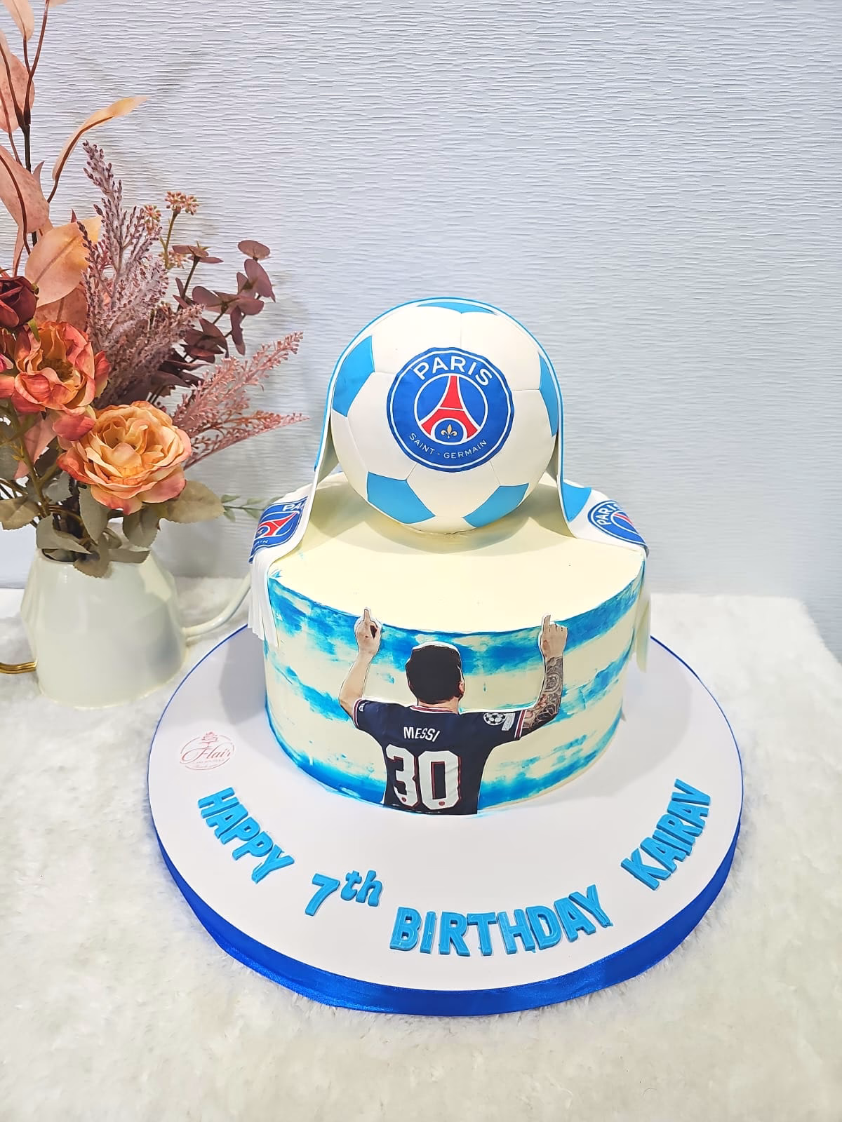 1-Tier PSG Football Cake 1