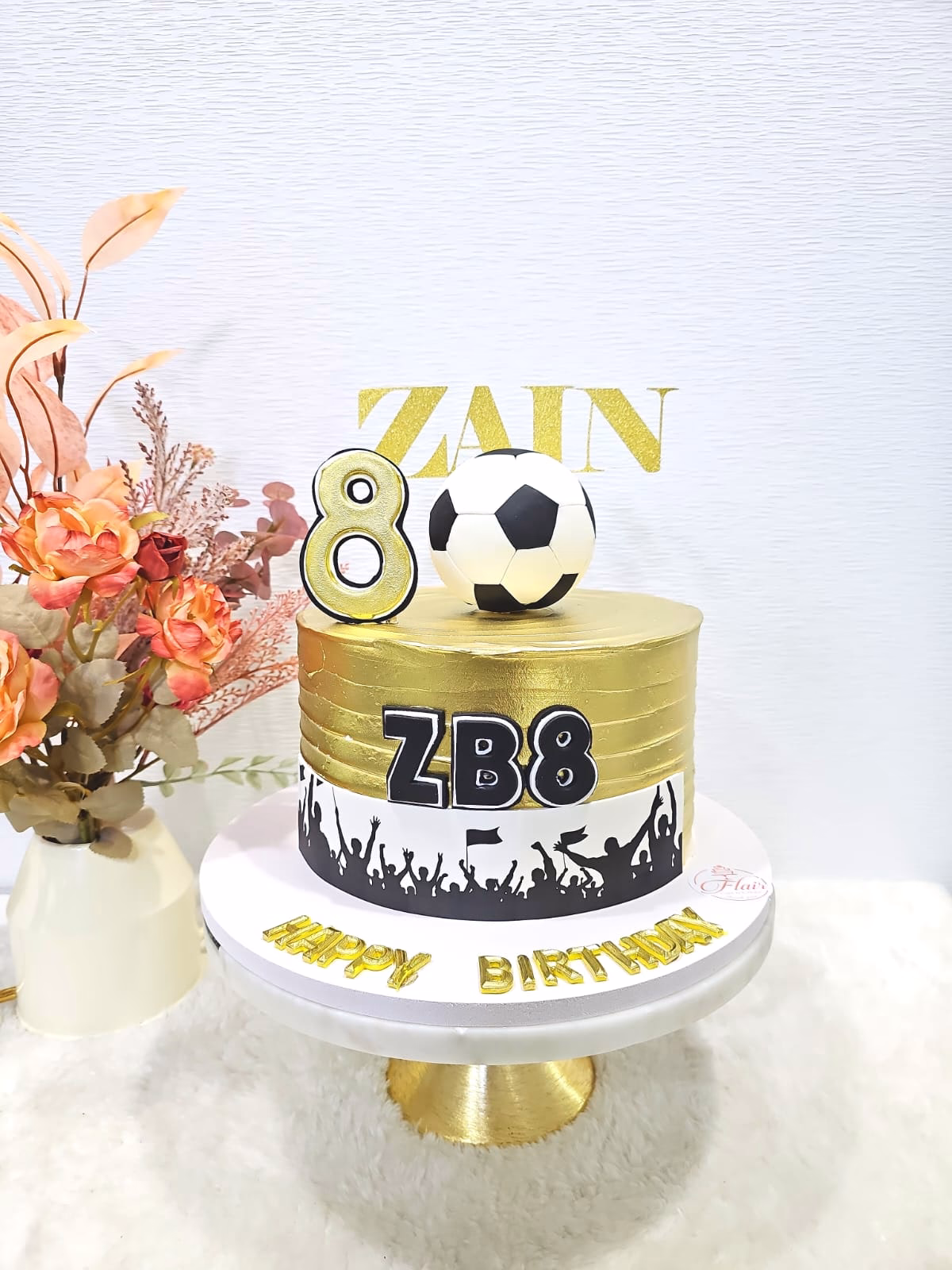 1-Tier Gold Football Cake