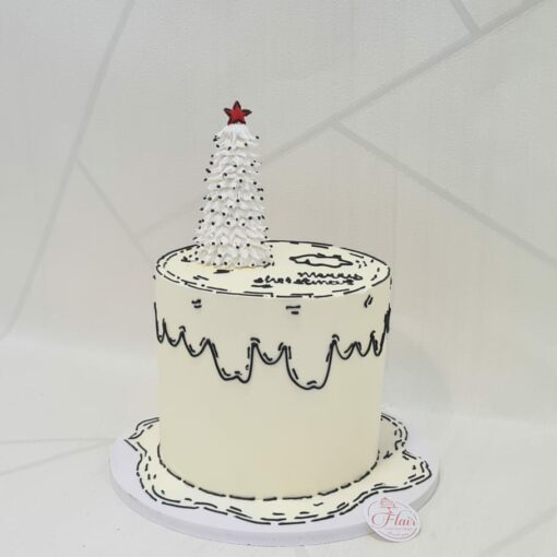 1-Tier Comic White Christmas Cake