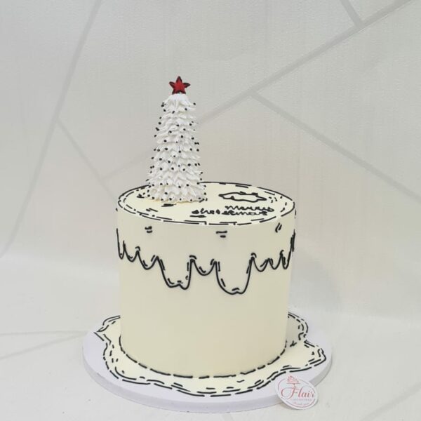 1-Tier Comic White Christmas Cake