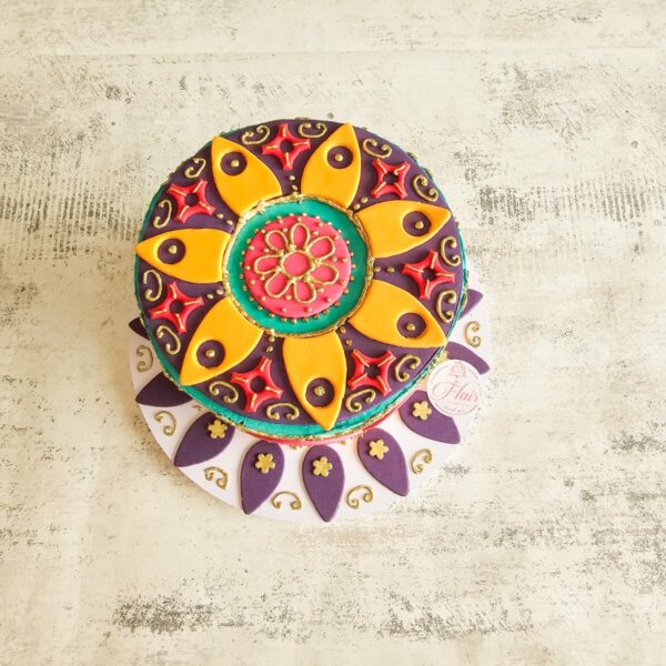 Alternative view of 1-Tier Tall Diwali Cake