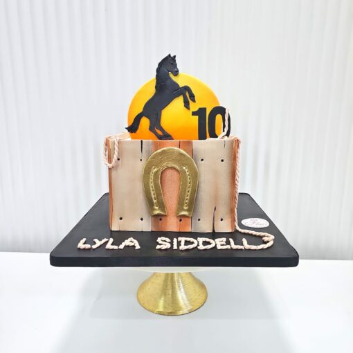 1-Tier Prancing Horseshoe Cake