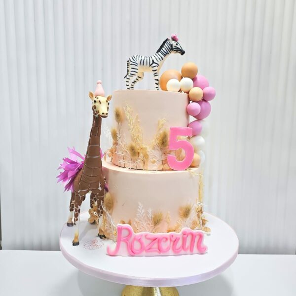 2-Tier Zebra & Giraffe Cake