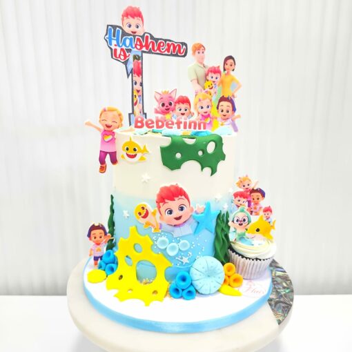 1-Tier Tall Baby Shark Cake 3