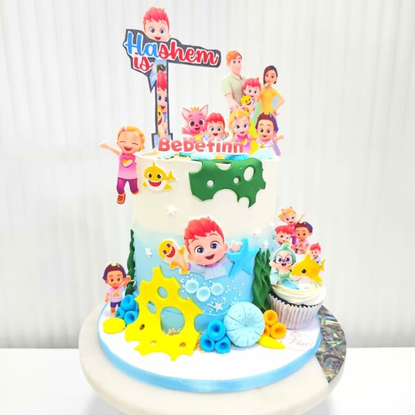 1-Tier Tall Baby Shark Cake 3