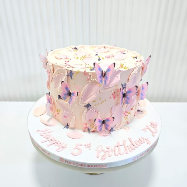 1-Tier Pink Butterfly Cake