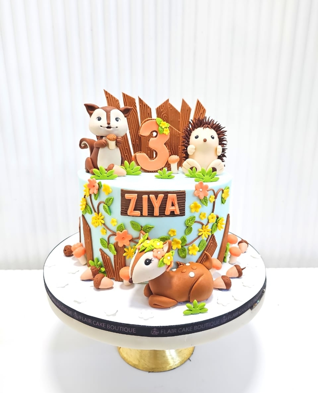1-Tier Woodland Animals Cake